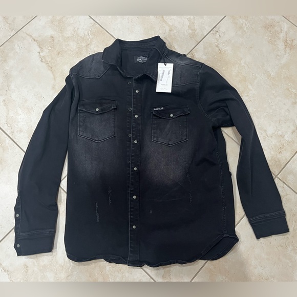 *NEW* Black Island Denim Jacket with Mickey Mouse Photo on Back (Size Large) - Picture 2 of 5